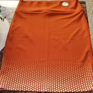 CAS #009 LuLaRoe Cassie Orange Polka Dot Pencil Skirt